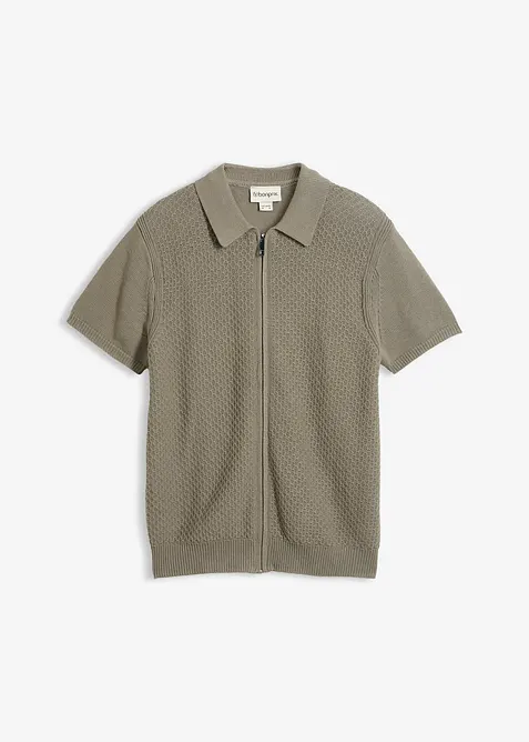 Polo in maglia di puro cotone con cerniera, bonprix