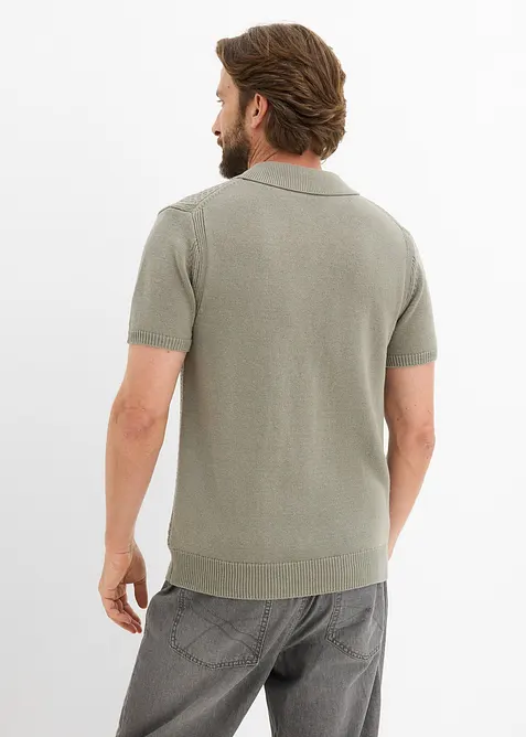 Polo in maglia di puro cotone con cerniera, bonprix