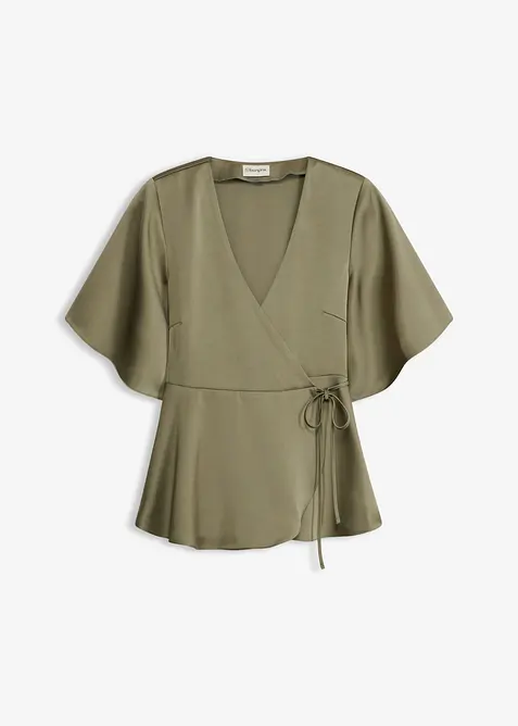 Blusa in satin con scollatura profonda, bonprix