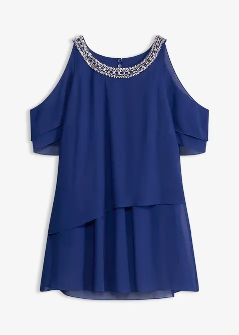 Blusa in chiffon fine con perline applicate, bonprix