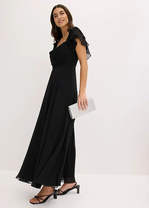 Abito da sera in fine chiffon con drappeggio, bonprix