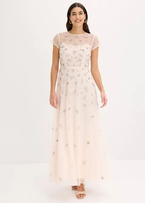 Abito da sera in tulle delicato con paillettes ricamate, bonprix
