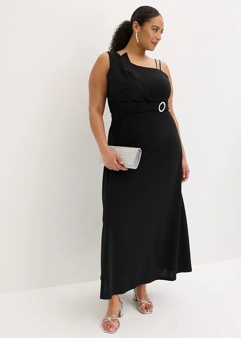 Abito da sera in cr&ecirc;pe operato con drappeggio, bonprix