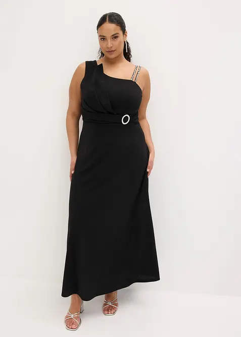 Abito da sera in cr&ecirc;pe operato con drappeggio, bonprix