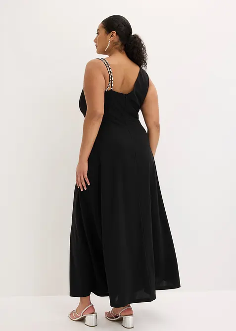 Abito da sera in cr&ecirc;pe operato con drappeggio, bonprix