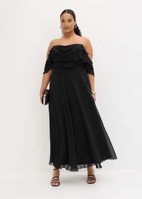 Abito da sera in fine chiffon con drappeggio, bonprix