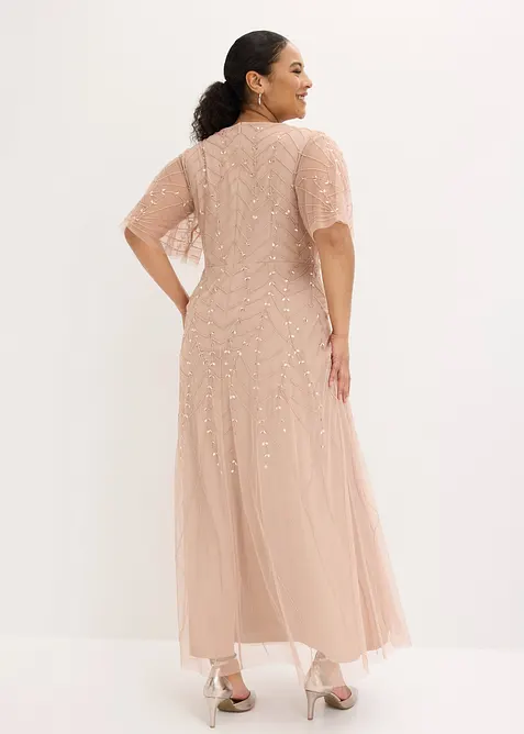 Abito da sera in tulle delicato con ricami e paillettes, bonprix