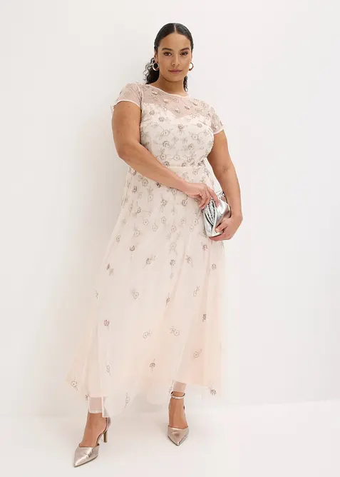 Abito da sera in tulle delicato con paillettes ricamate, bonprix