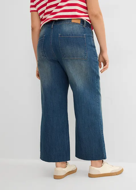 Jeans cropped wide leg, vita alta, bonprix