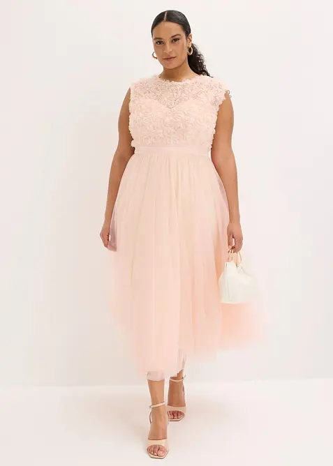Abito da sera in tulle delicato con fiori, bonprix
