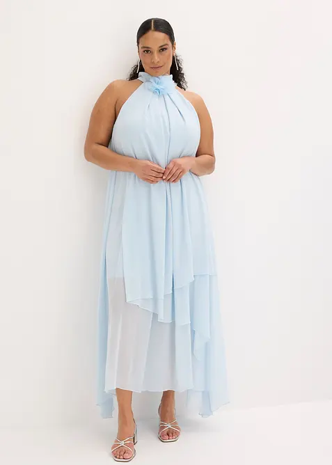 Abito lungo con fiore applicato, bonprix