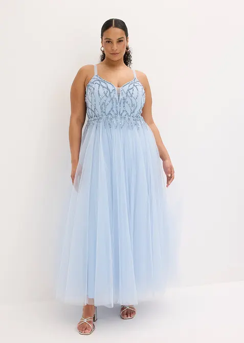 Abito da sera in tulle delicato con applicazioni di strass, bonprix