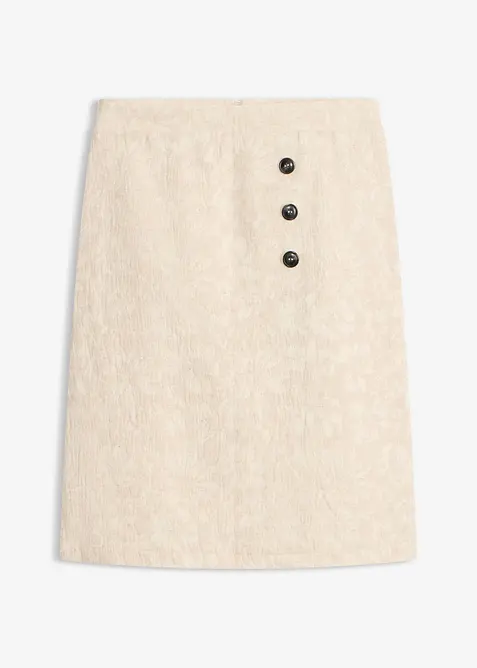 Gonna in misto lino e jacquard di cotone, bonprix