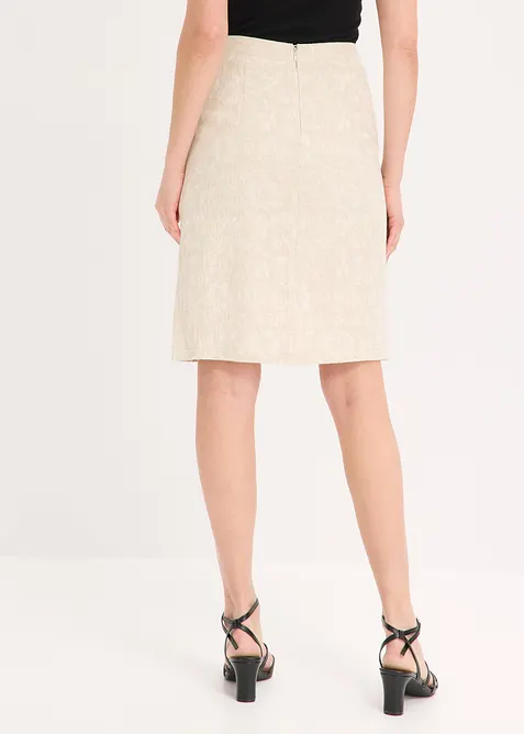 Gonna in misto lino e jacquard di cotone, bonprix