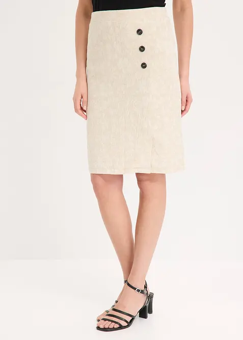 Gonna in misto lino e jacquard di cotone, bonprix