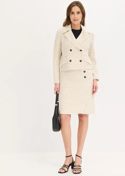 Gonna in misto lino e jacquard di cotone, bonprix