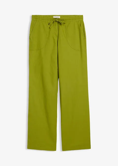 Pantaloni a palazzo in misto lino e cotone, bonprix