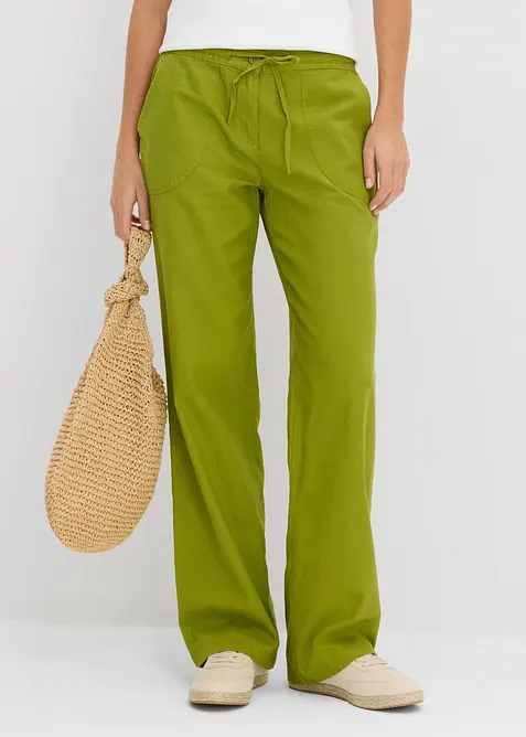 Pantaloni a palazzo in misto lino e cotone, bonprix