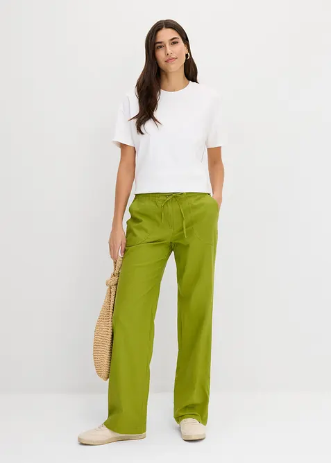 Pantaloni a palazzo in misto lino e cotone, bonprix