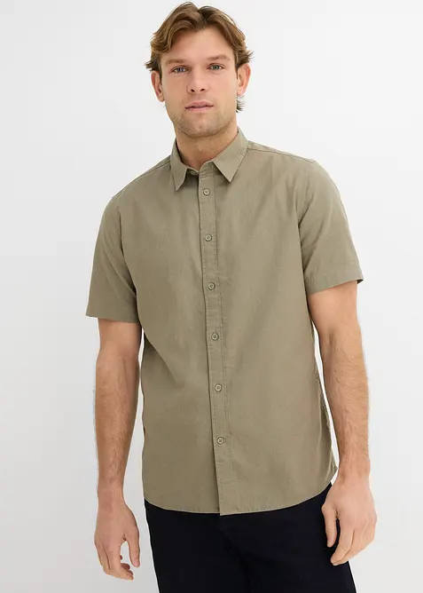 Camicia a maniche corte in fresco misto lino, bonprix