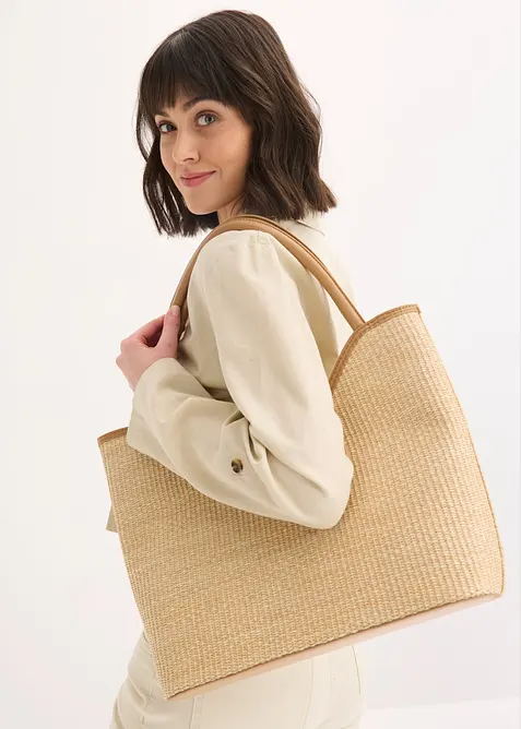 Borsa shopper in similpaglia, bonprix