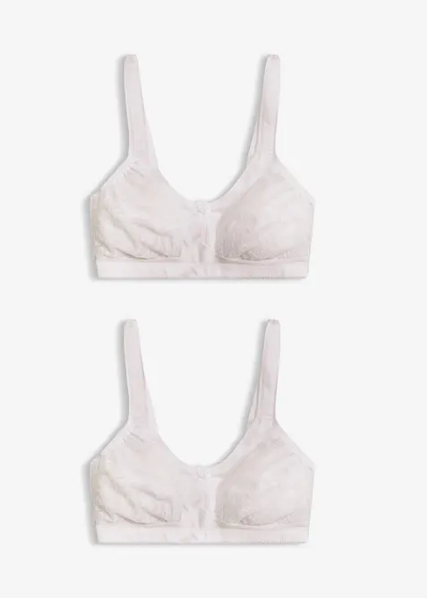 Reggiseno contenitivo senza ferretto con spalline imbottite (pacco da 2), bonprix