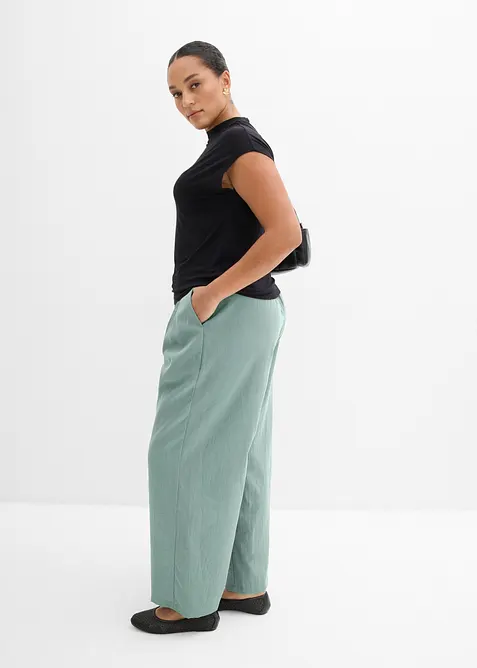 Pantaloni in misto viscosa con bottone decorativo, bonprix