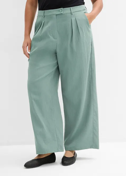 Pantaloni in misto viscosa con bottone decorativo, bonprix