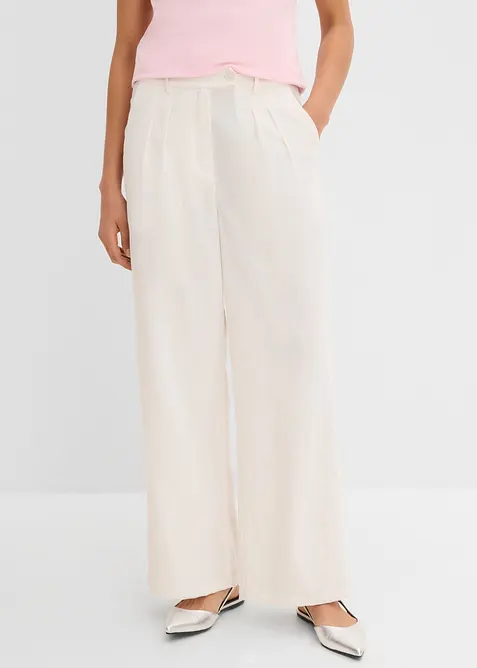 Pantaloni in misto viscosa con bottone decorativo, bonprix