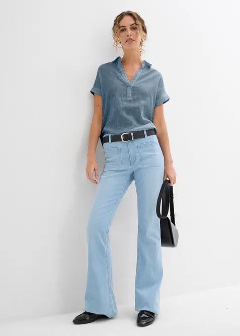 Blusa a maniche corte in mussola leggera, bonprix