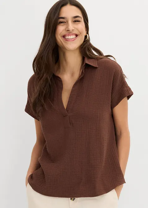 Blusa a maniche corte in mussola leggera, bonprix