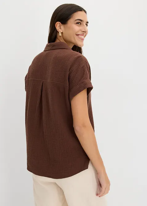Blusa a maniche corte in mussola leggera, bonprix