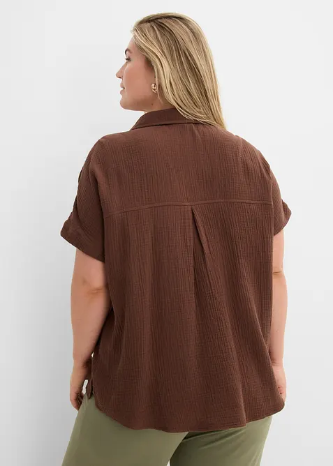 Blusa a maniche corte in mussola leggera, bonprix