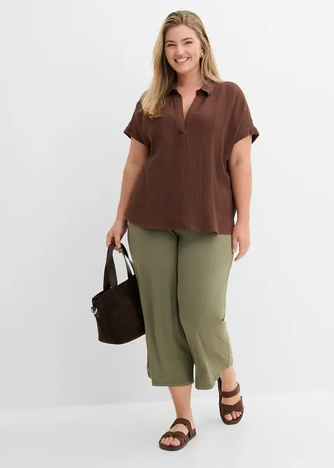 Blusa a maniche corte in mussola leggera, bonprix