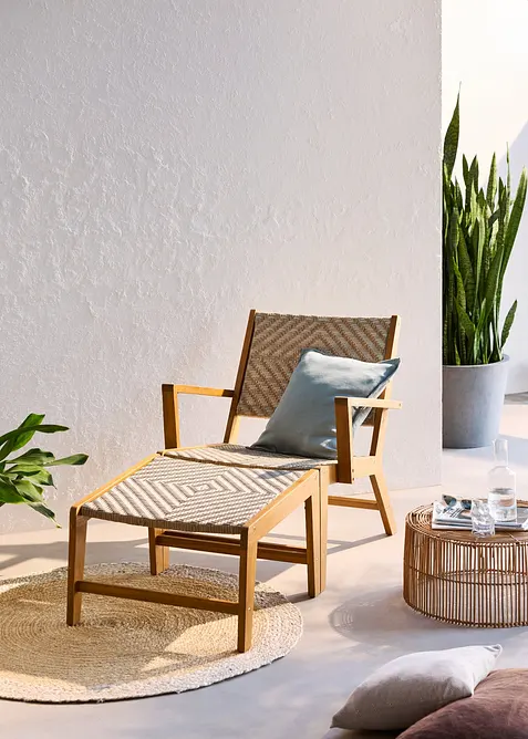 Sedia e poggiapiedi da giardino (set 2 pezzi), bonprix