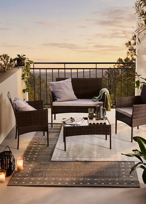 Tavolino, poltrone e panca da giardino (set giardino 4 pezzi), bonprix