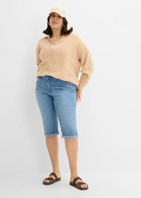 Jeans cropped straight, vita media, bonprix