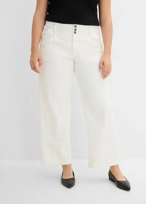 Jeans wide leg cropped con girovita comodo, vita alta, bonprix