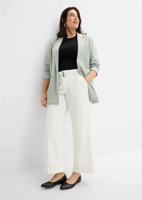 Jeans wide leg cropped con girovita comodo, vita alta, bonprix