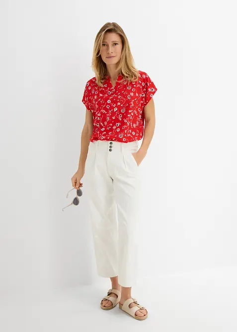 Jeans wide leg cropped con girovita comodo, vita alta, bonprix