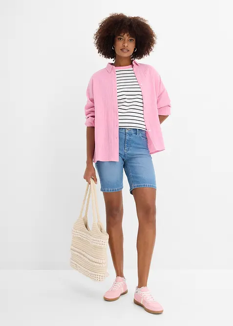 Bermuda in jeans, vita media, bonprix