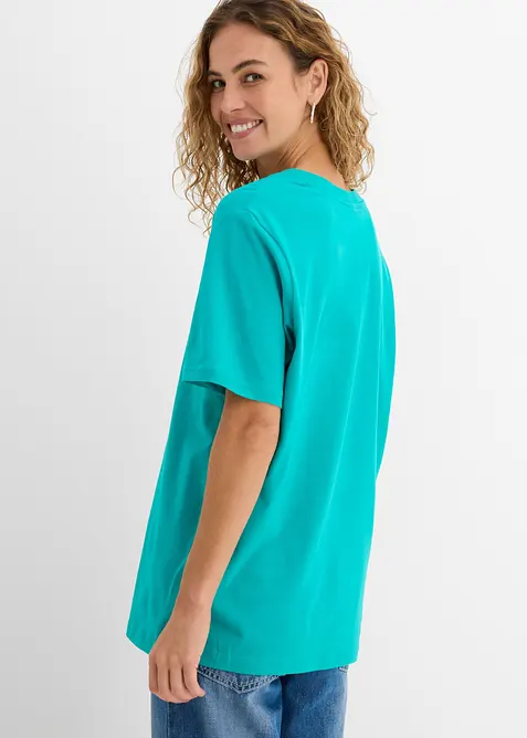 Maglia lunga e larga con scollo a V e maniche corte (pacco da 5), bonprix