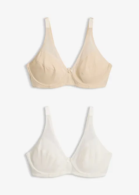 Reggiseno con ferretto e mesh (pacco da 2), bonprix