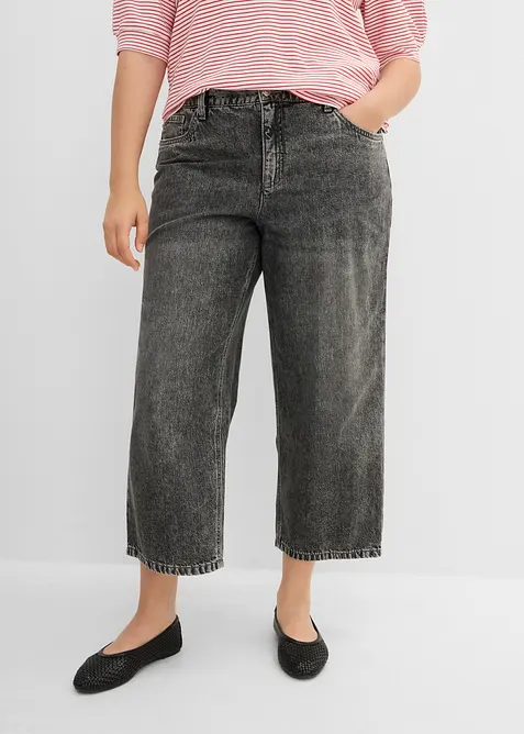 Jeans cropped loose fit straight, vita media, bonprix