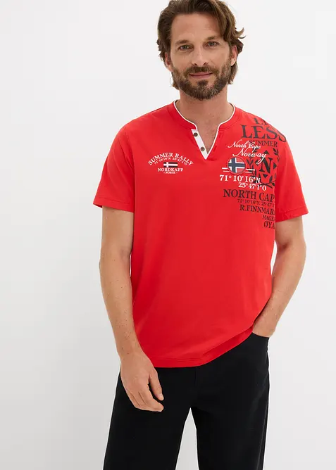 T-shirt serafino a maniche corte in puro cotone biologico, bonprix