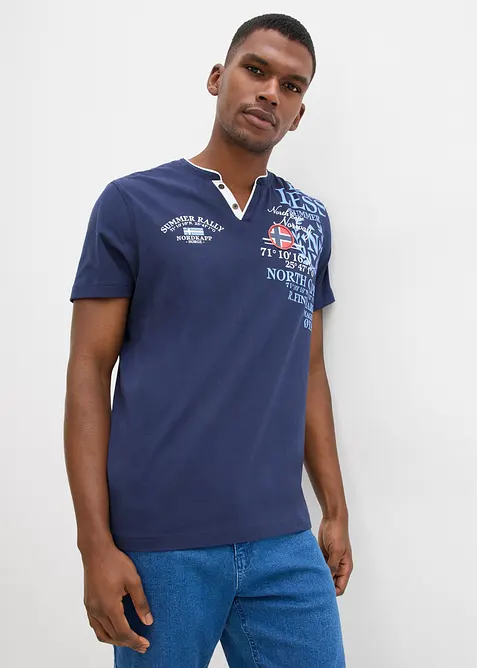 T-shirt serafino a maniche corte in puro cotone biologico, bonprix