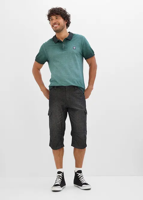 Bermuda cargo lunghi in denim elasticizzato leggero, relaxed fit, bonprix