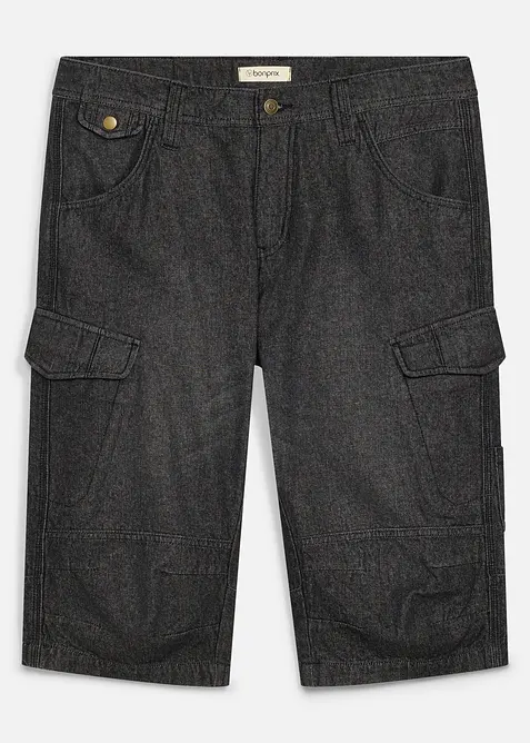 Bermuda cargo lunghi in denim elasticizzato leggero, relaxed fit, bonprix