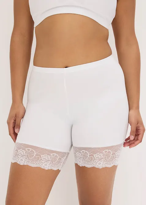 Pantaloncini anti-sfregamento in poliammide rinfrescante con bordo in pizzo sulla gamba, bonprix