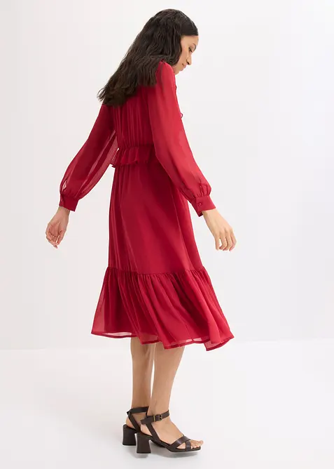 Abito in chiffon con pizzo e volant, bonprix